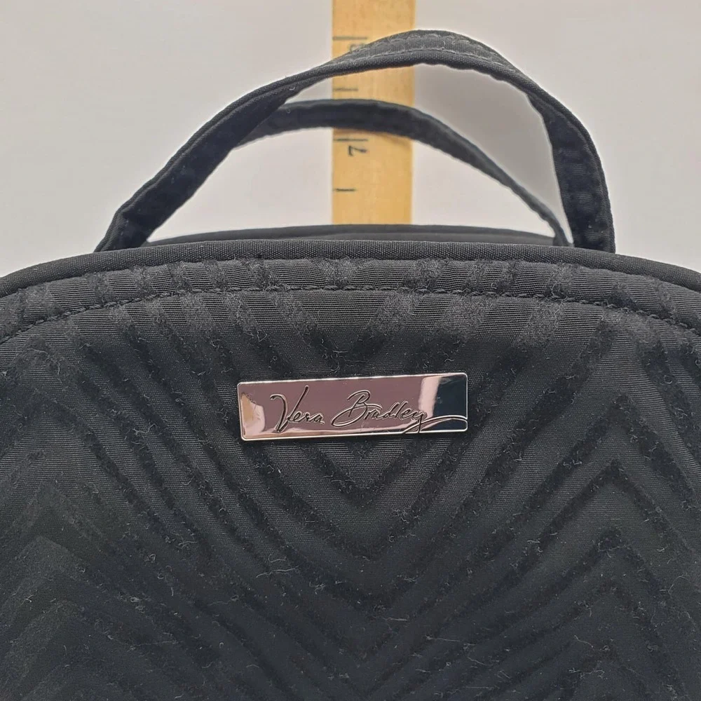 Vera Bradley 6 Pocket Travel Jewelry Organizer Classic Black Zebra Dome Velvet